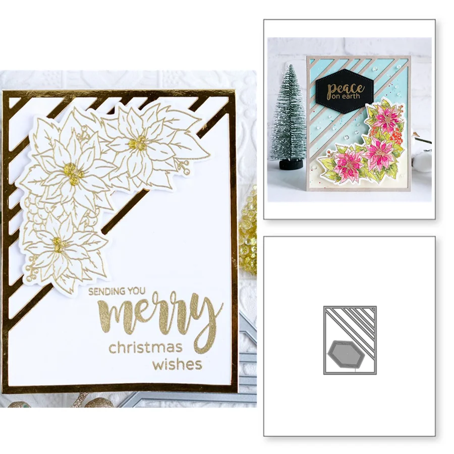 Половинная полосатая Обложка рамка для карт вырубные штампы бумажные трафареты