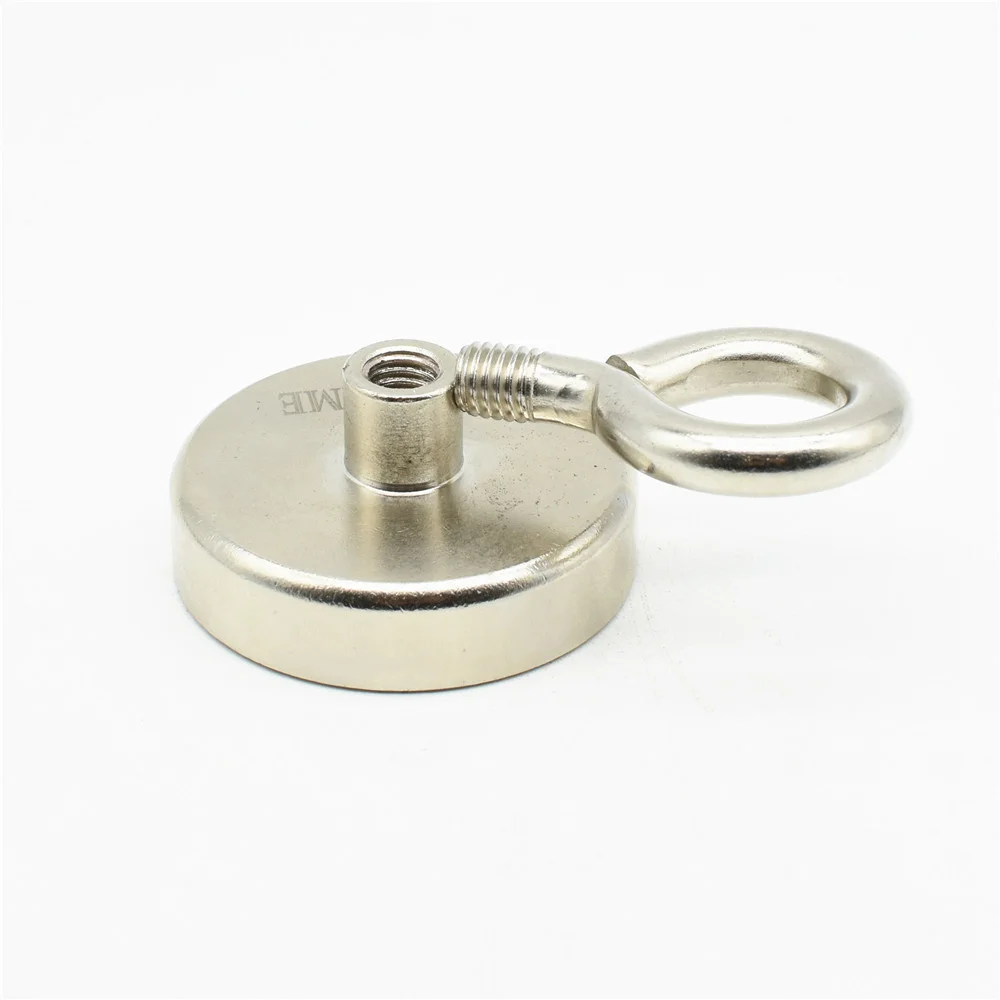 

Salvage Magnet Pots Diameter 48mm with Closed Hook Lathed Steel Cup 78kg Pulling Neodymium Permanent Magnets 1pcs