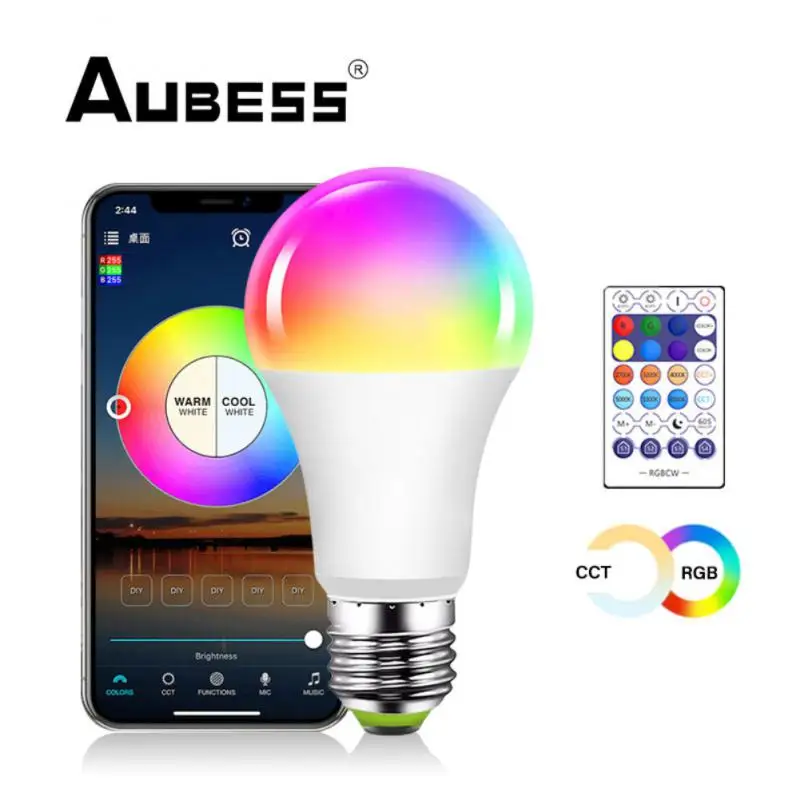 

Умная лампа, совместимая с Bluetooth, RGB + CCT, 10 Вт, регулировка, дополнительная регулировка цвета, дистанционное управление через приложение, свет...