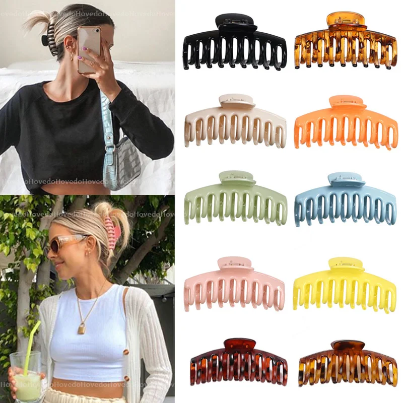 

Hot Sale Solid Color Claw Clip Large Barrette Crab Hair Claws Bath Clip Ponytail Clip For Women Girls Hair Accessories Gift