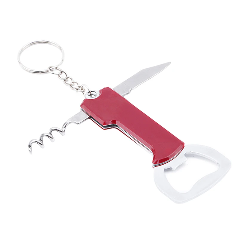 

1PC Wine Bottle Opener Keychain Stainless Steel Multifunctionial Handle Opener Portable Wine Beer Cap Corkscrew Kitchen Bar Tool