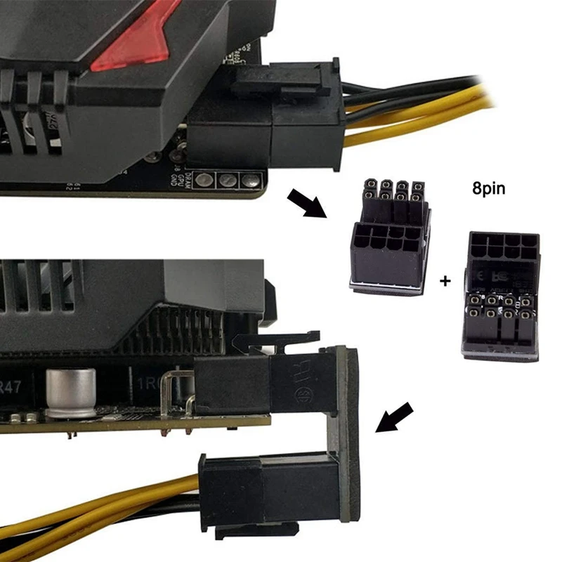 

ATX 8Pin Male 180 Degree Angled to 8 Pin Female Power Adapter for Desktops Image Card Power,2PCS