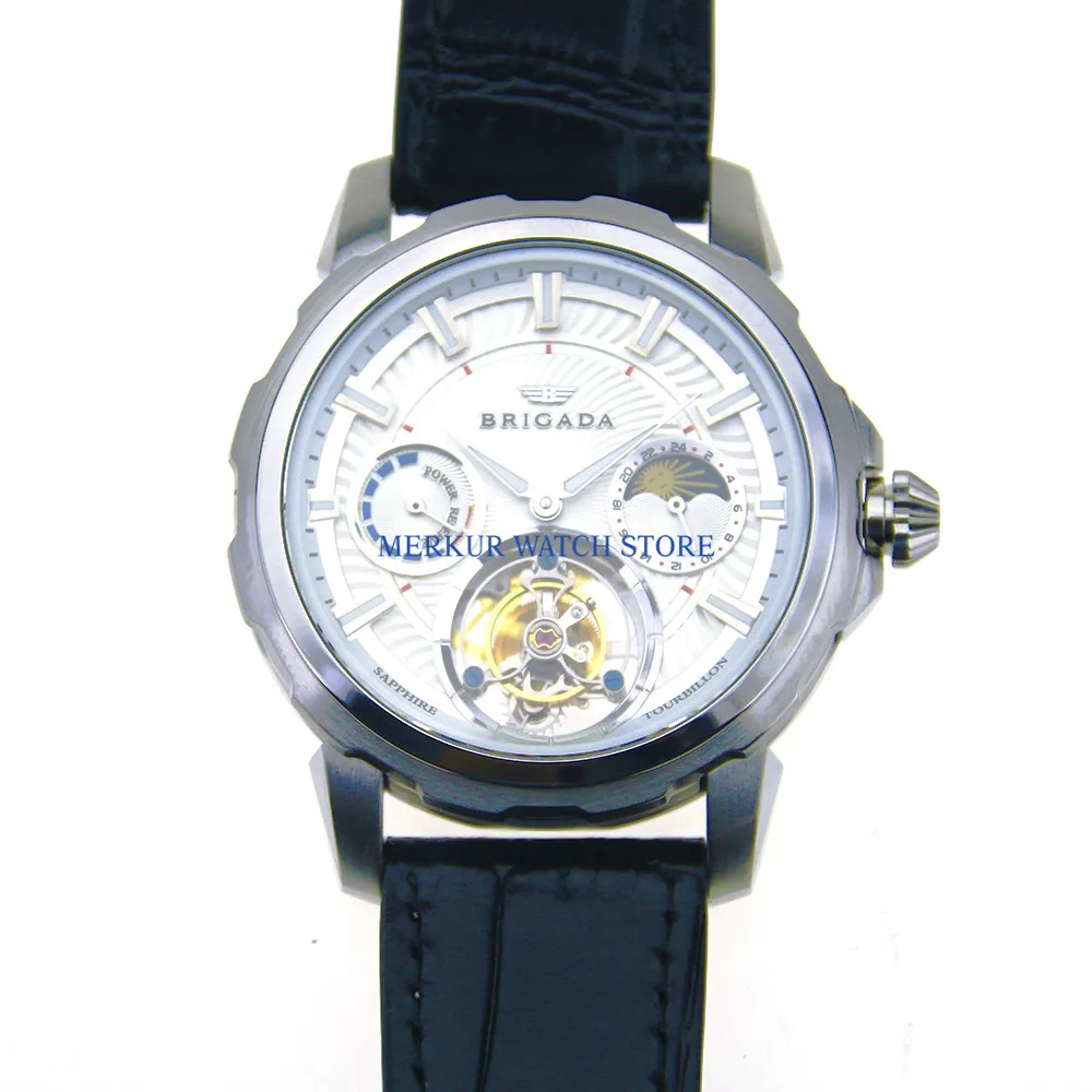 Sugess мужские часы летающие механические Tourbillon механизм Skelenton Роскошные 24 часа запас хода карусель часы