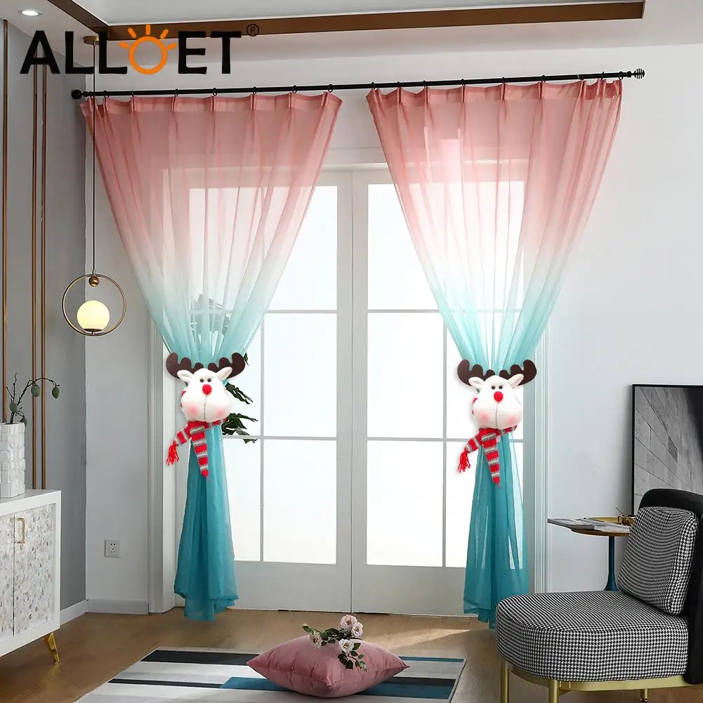 

Симпатичные рождественские занавески, завязки, рождественские подарки, снеговик, изысканные занавески для домашней вечеринки, реквизит, ук...