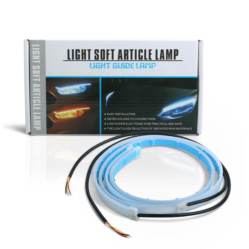 

2PCS DRL Daytime Running Lights 30/45/60cm For Car Dynamic Streamer LED Dual Colorful Trunk Tail Light Turn Signal Car Rear Lamp