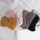 Шерстяная Вязаная повязка на голову для женщин, женская повязка на голову, головной убор, Женский перекрестный теплый тюрбан, модные зимние аксессуары для волос с бантом