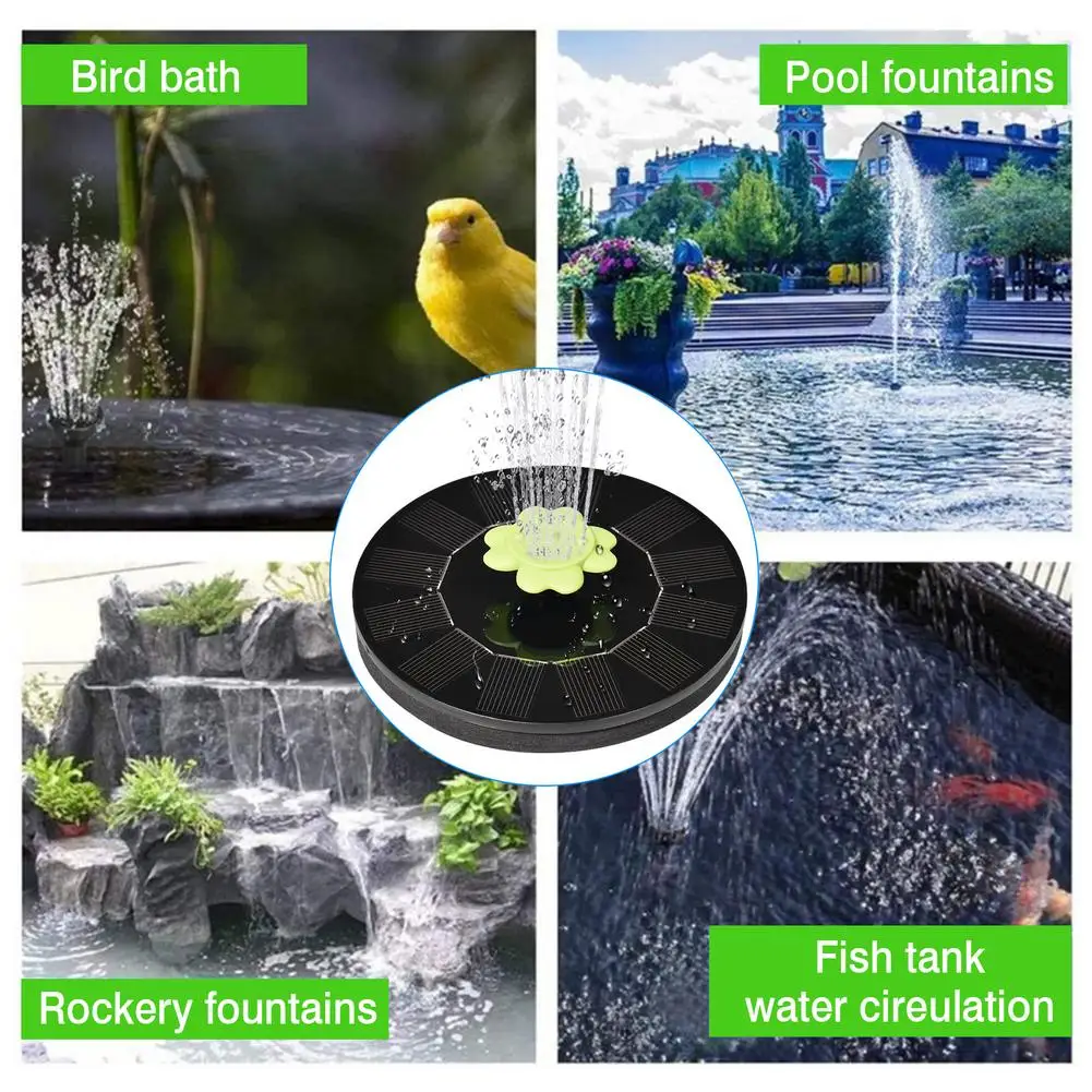 

Solar Powered Fountain Floating Decorative Garden Pool Pump 5 Nozzles Bird Bath Water Fountain Kit For Garden Decoration Outdoor