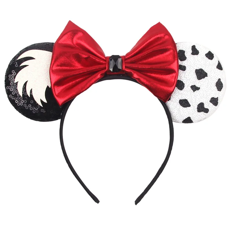 Diademas con orejas de rat&oacute;n para ni&ntilde;a, bandana con lazo de lentejuelas de color caramelo, diadema para fiesta de vacaciones, accesorios para el cabello 2021-5