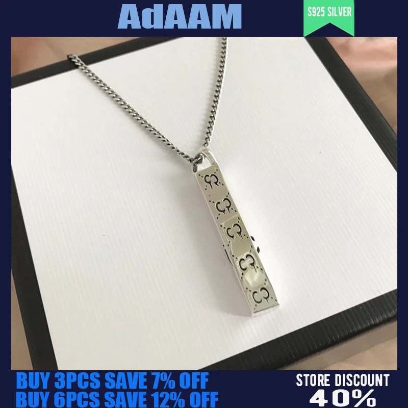 

S925 Sterling Silver New Square GG Necklace Neutral Fashion Simple Hip Hop Luxury Jewelry High Quality Original Necklace Gift