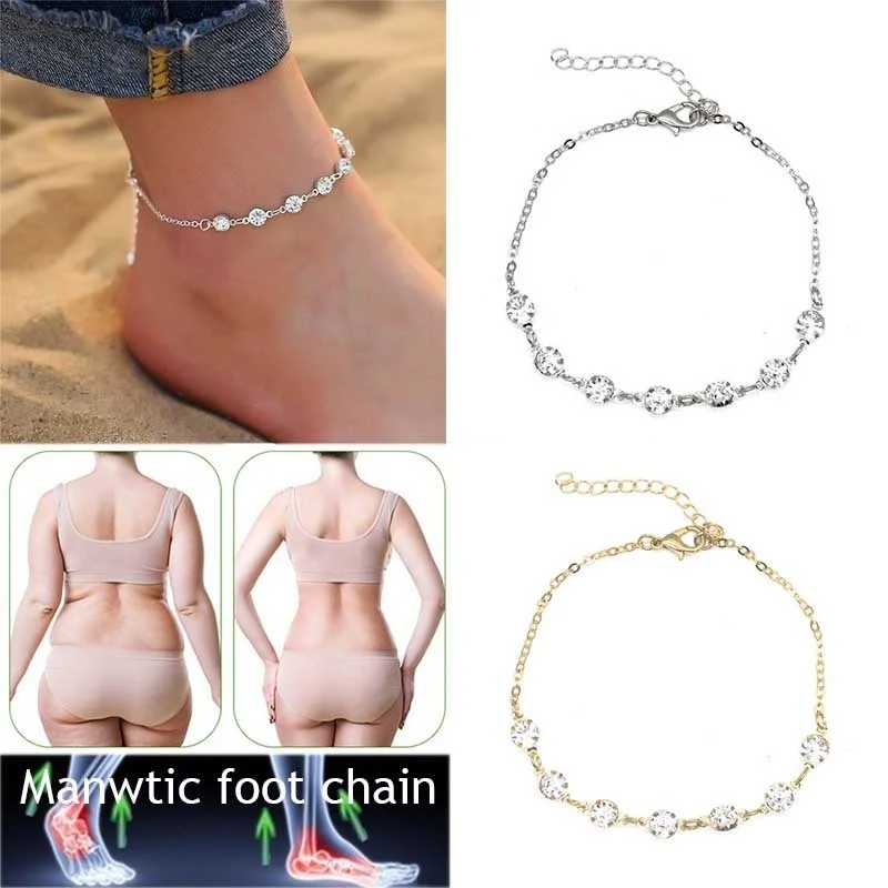 Fashion Crystal Bracelet Gold and Silver Weight Loss Magnetic Therapy Ankle Products Slimming Health Jewelry | Красота и здоровье