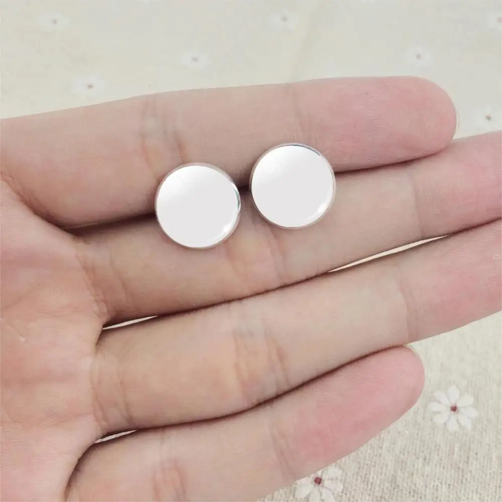 Модные женские серьги посеребренные серьги-гвоздики с кабошоном изображением