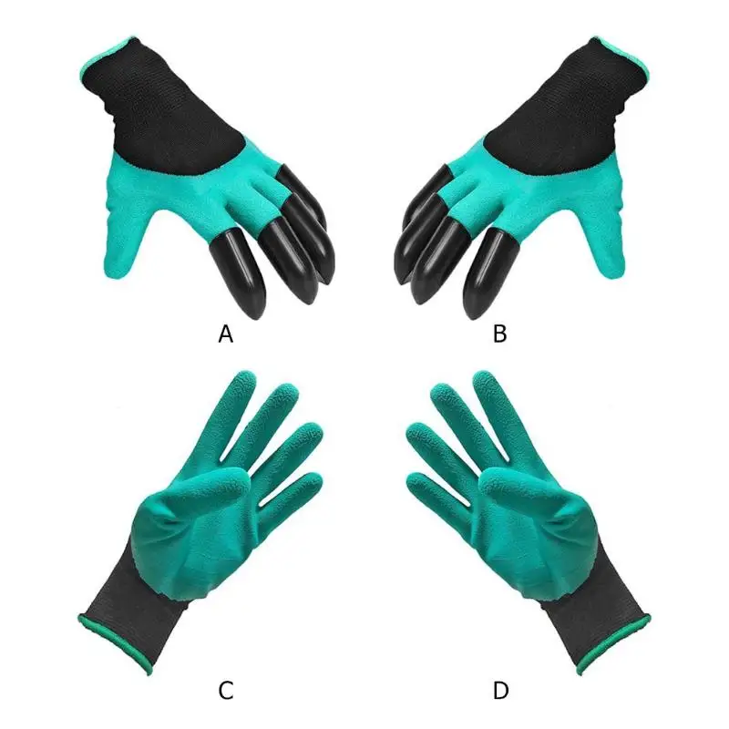 Garden Gloves 4 Hand Claw ABS Plastic Rubber Gloves Quick Excavation Plant Waterproof Insulation Home garden supplies