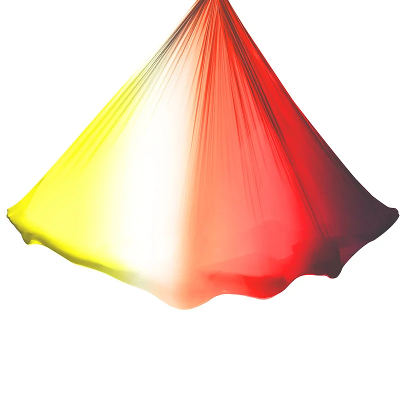 Sun-red color Новинка, 5 м, Воздушный Гамак для йоги, фарик, высокое качество, градационные цвета, воздушный шелк, низкая Растяжка, Антигравитационное оборудование для йоги - Цвет: Sun-red color