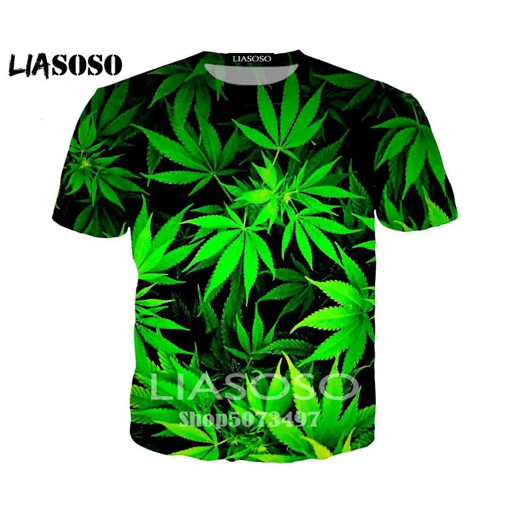 2 Liasoso, 3D принт, для женщин и мужчин, футболка, новая, модная, цветная, кленовый лист, конопляные листья, футболка, уличная, хип-хоп, круглый вырез, короткий рукав - Цвет: 2
