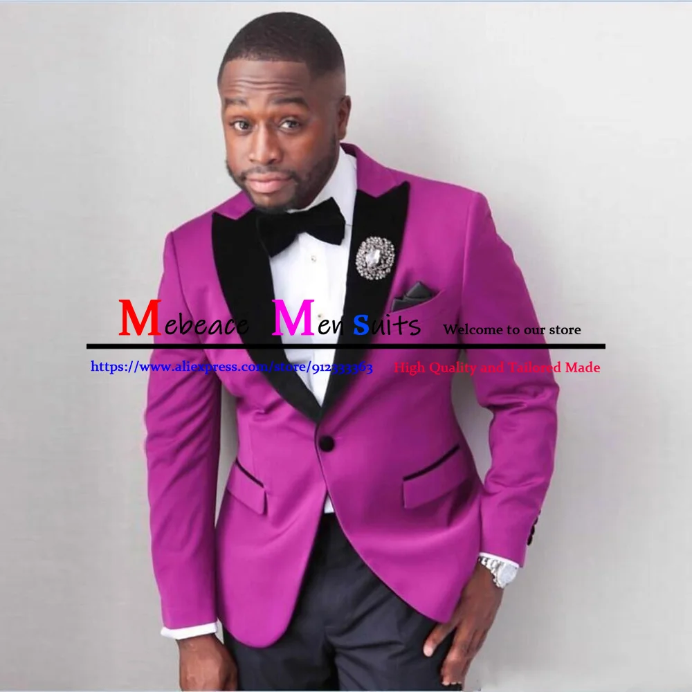 

Костюм мужской свадебный из блейзера и брюк, фиолетового цвета