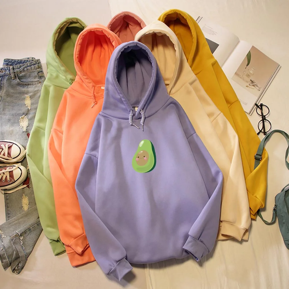 

Avocado Hoodies Harajuku Oversized Sweatshirt Velvet Warm Womens Graphic Hoodie Women Plus Size Clothing Pullover Kawaii Tops