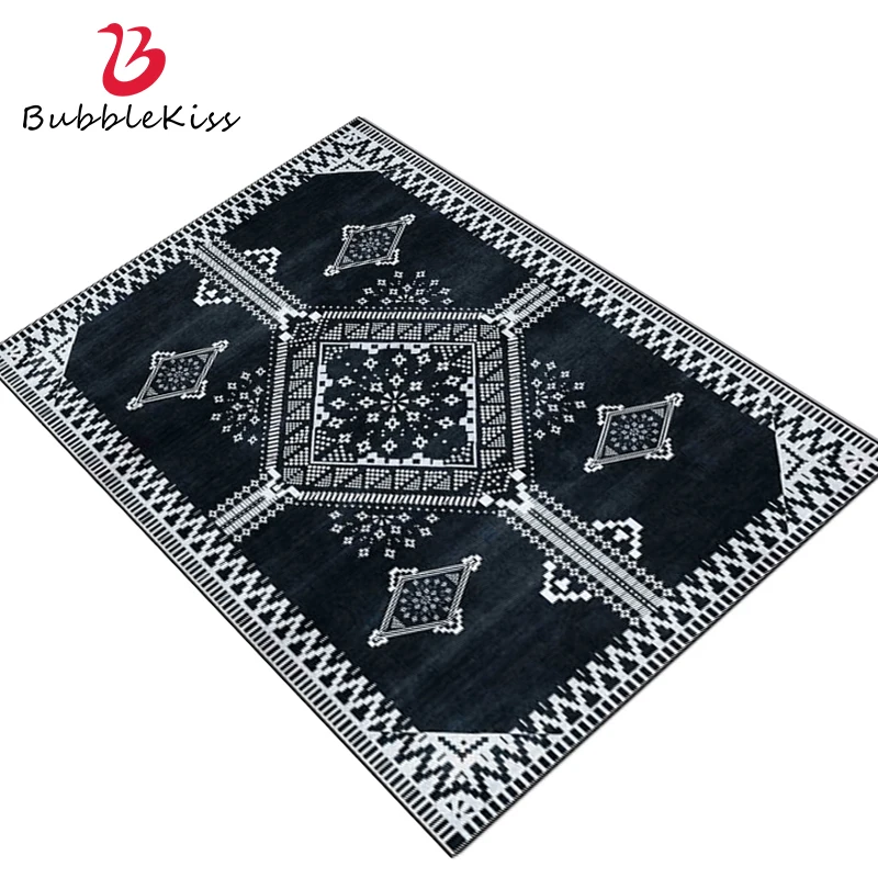 

Bubble Kiss Soft Black Carpets For Living Room Mosaic Style Home Decor Area Floor Rugs Customize Large Rectangle Anti-Slip Mats