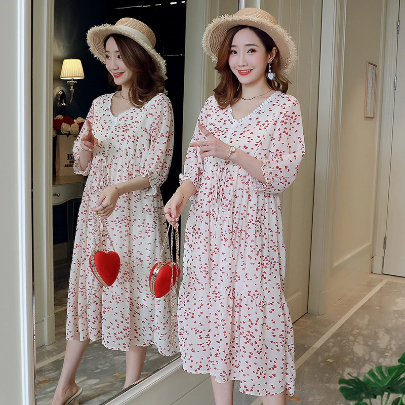 Новое летнее платье для беременных и кормящих с рукавом до локтя узкими