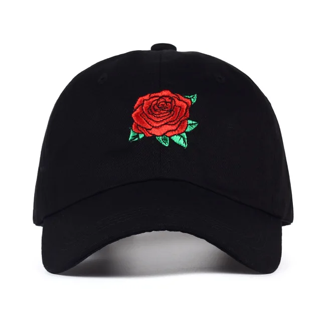 Черный VORON красная роза бейсболка с цветами Женская хлопковая Snapback Кепка папа шляпа Женская Хип-хоп солнцезащитный козырек летняя солнцезащитная Кепка - Цвет: Черный