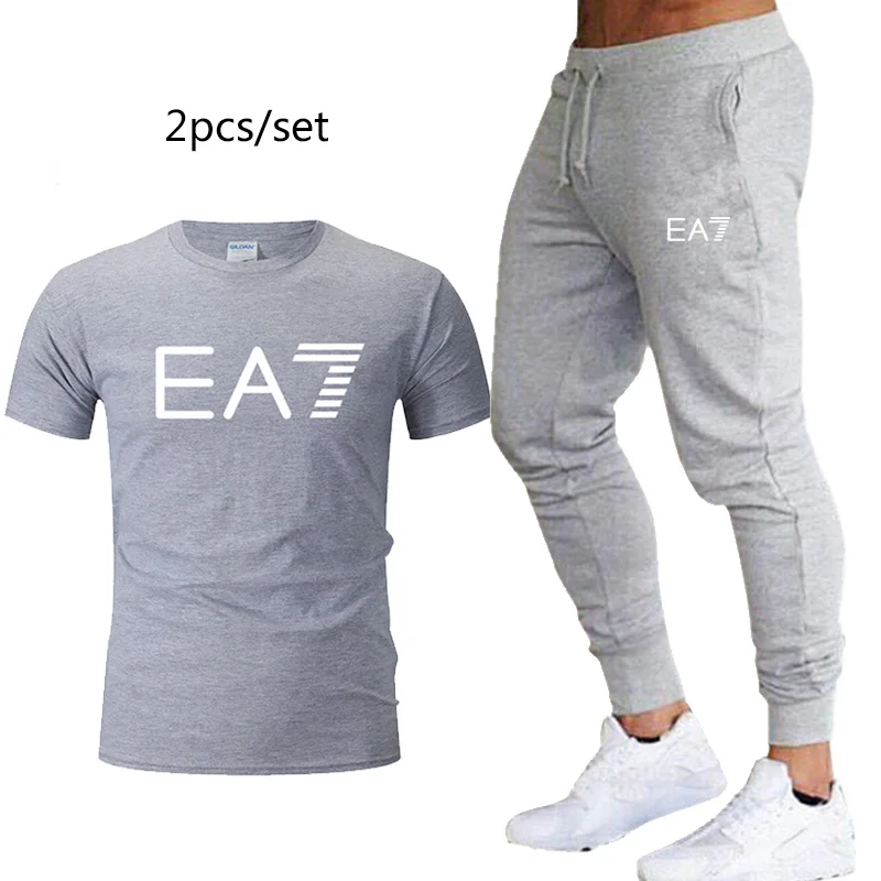 Новый спортивный повседневный костюм мужская футболка + штаны мужской осенний