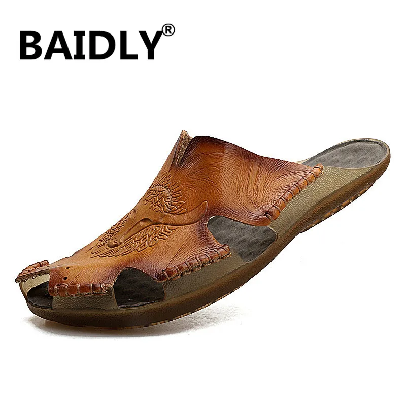 Мужские пляжные сандалии Сезон лето Мягкая мужская повседневная обувь Новинка