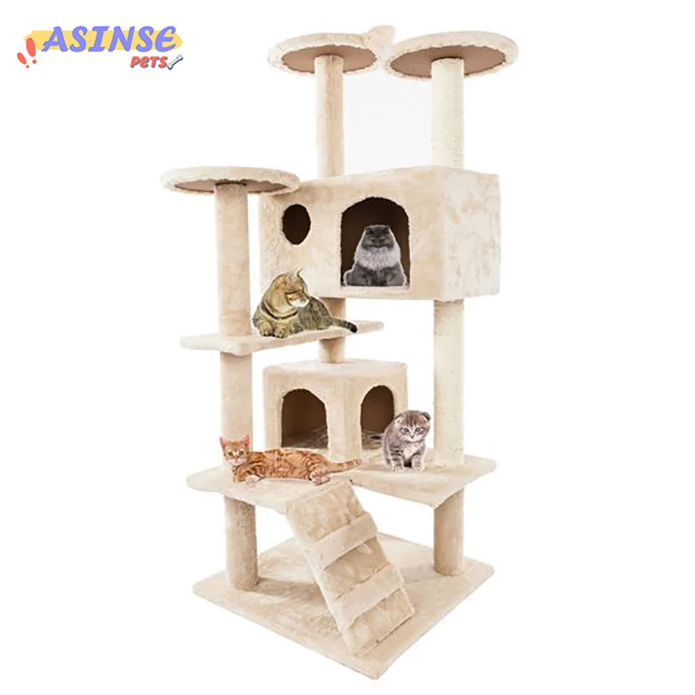 

Pet Cat Tree House Condo Furniture Multi-Layer Cat Tree with Cute Ladder Toy Sisal Scratching Post for Cat Climbing Jumping Toy