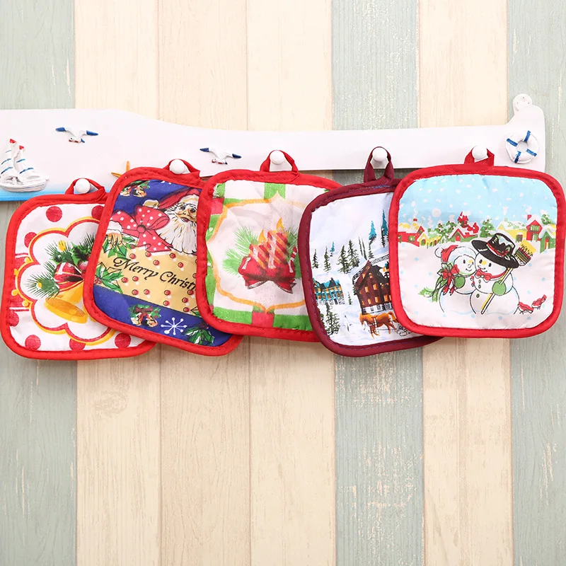 Новогоднее украшение 1 Набор рождественских анти горячие перчатки Микроволновая