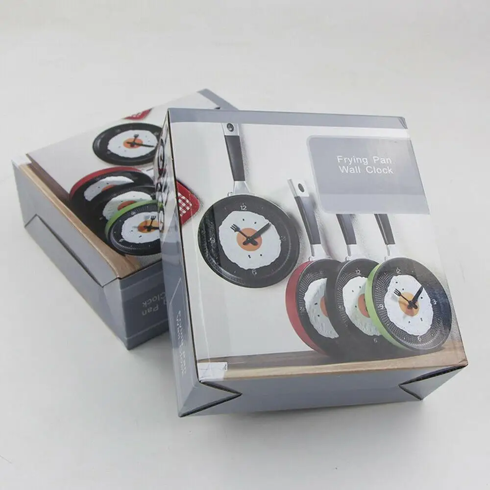 

Frying Pan Wall Clock Knife Fork Pointer Hanging Watch for Home Kitchen Decor Frying Pan Clocks with Fried Egg Clock