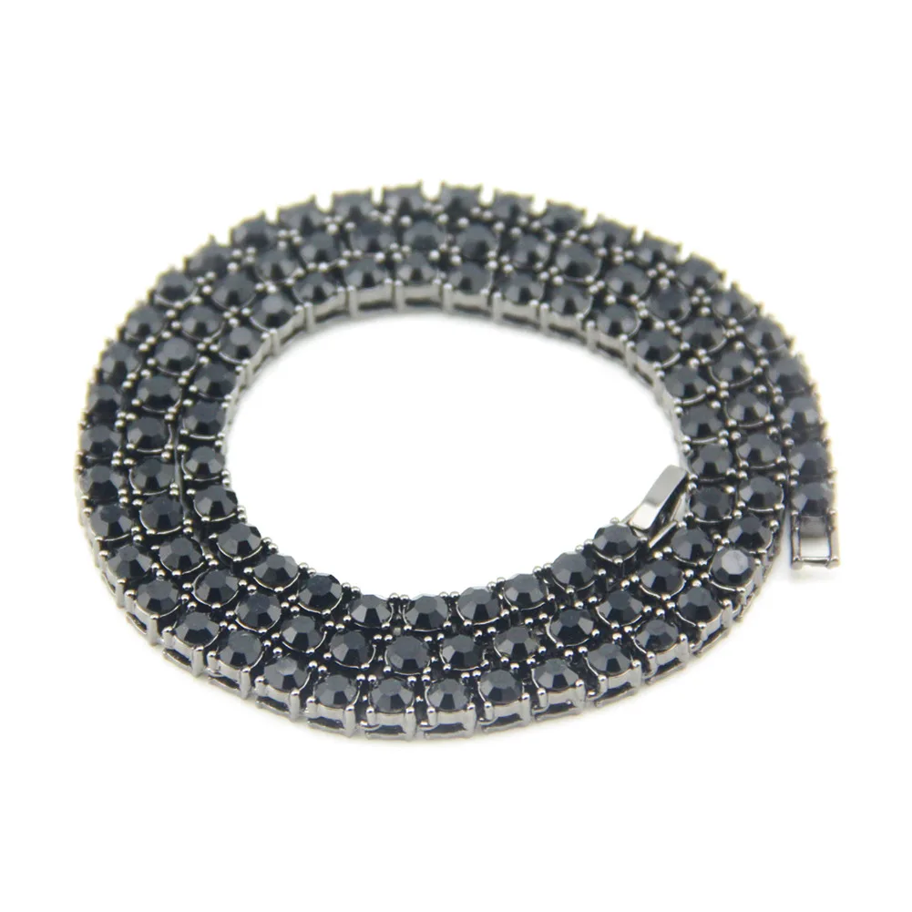 

1 Row Tennis Chain Necklace Hip Hop Jewelry Gold Silver Copper Material Men CZ Necklace Link
