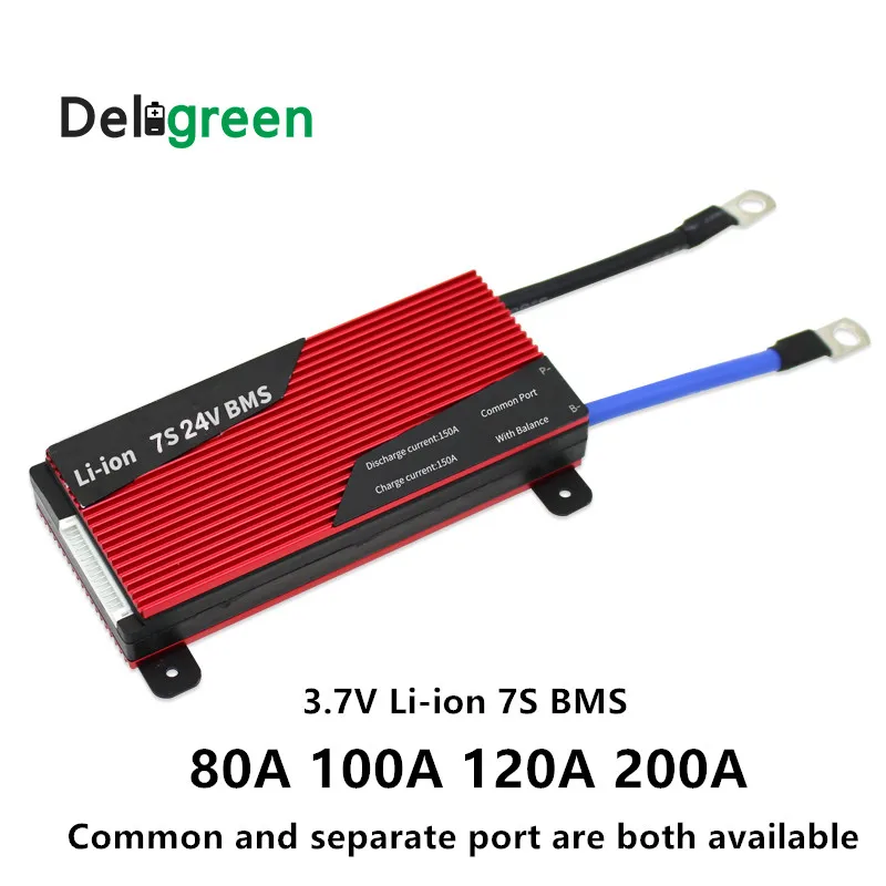 Deligreen 7S 80A 100A 120A 200A 24V PCM/PCB/BMS для литиевых батарей 3,7 V Номинальный 18650 литий-ионный аккумулятор