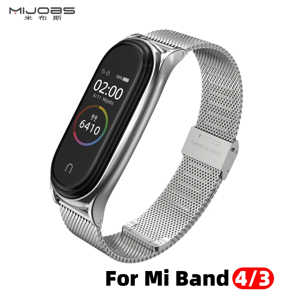 Для Xiaomi Mi Band 4 ремешок совместим 3 металлическая Миланский магнит браслет из