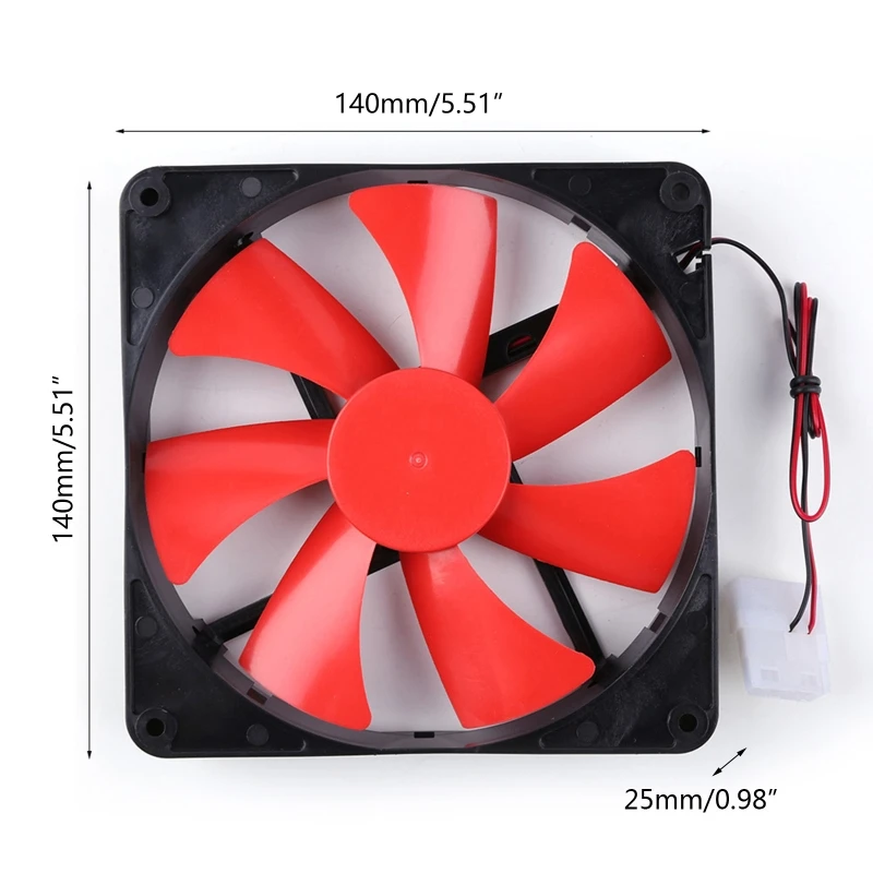 

12V 4 Pin 140mm DC Silent CPU Cooling Fan High Airflow 2300RPM Speed Adjustable