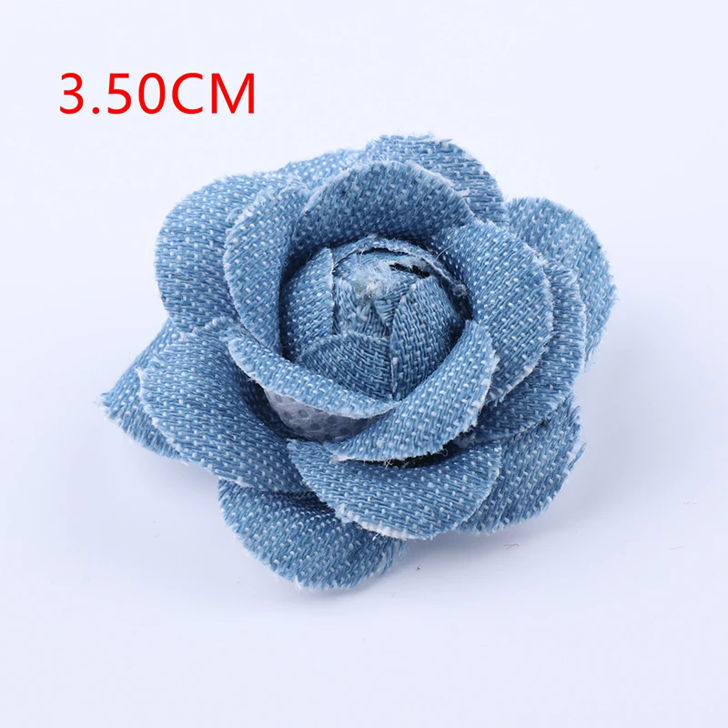 

5Pcs/Lot Denim Flower Artificial Flower Small Camellia Wedding Decoration Diy Scrapbooking Headdress Craft Free shipping