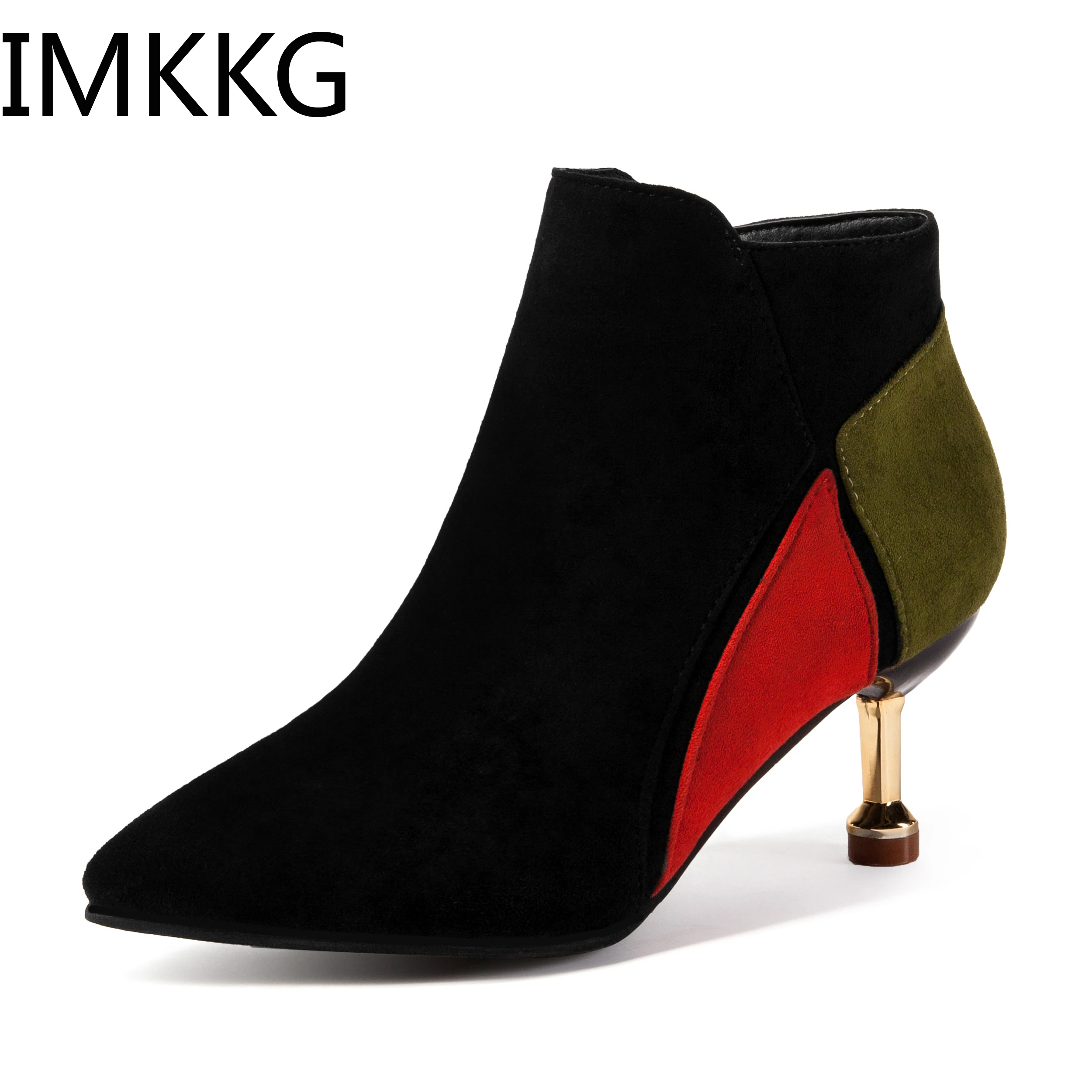 Женские ботинки новые зимние ботильоны с острым носком на молнии высоком каблуке