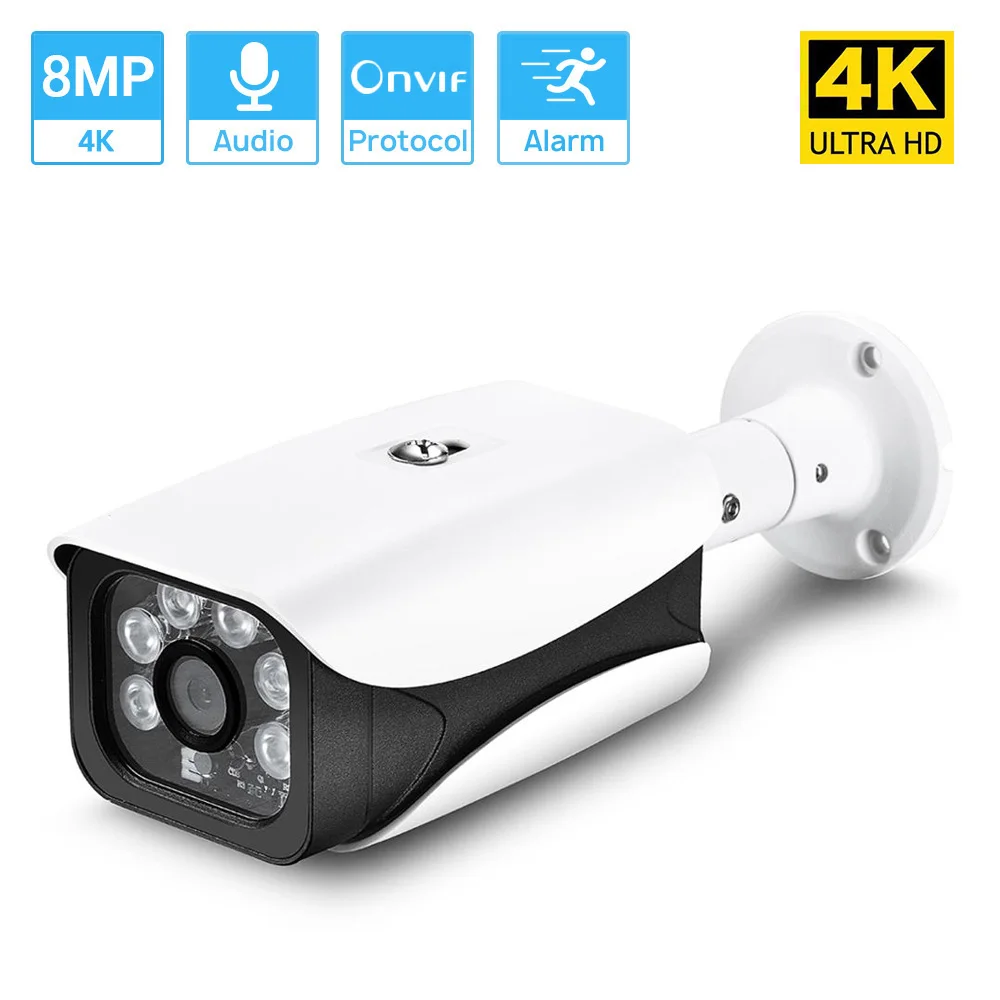 

8MP 4K H.265 ONVIF IP Camera Waterproof Outdoor Camera Audio Record Nightvision Motion Detection CCTV Camera System