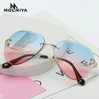 Женские солнцезащитные очки без оправы MOLNIYA, брендовые дизайнерские градиентные солнцезащитные очки с линзами без оправы, UV400