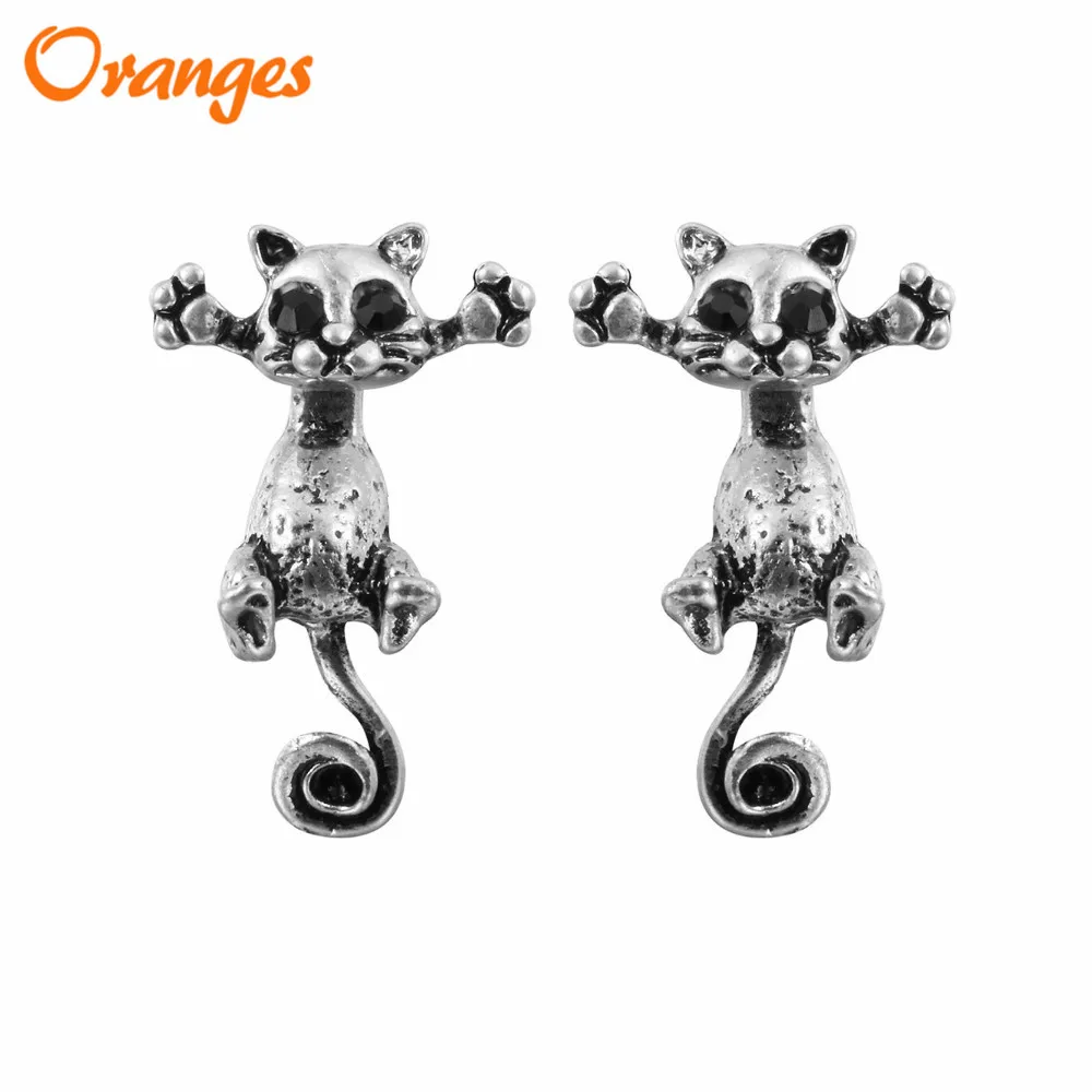 Женские серьги гвоздики в виде кота стиле панк|Серьги-гвоздики| |