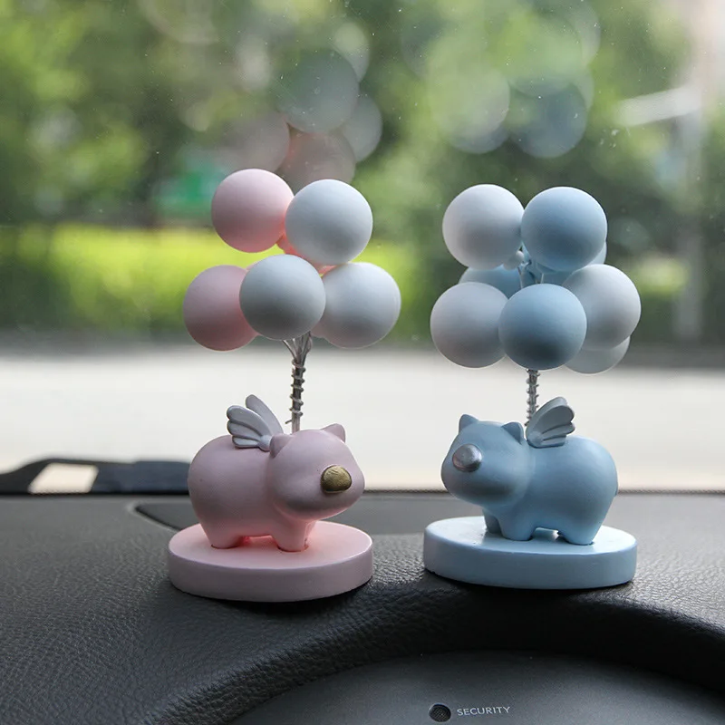 

Men and Women Car Creative Cute Cartoon Pink Wing Piggy Balloon Car Mounted Decoration Front Front Decorations