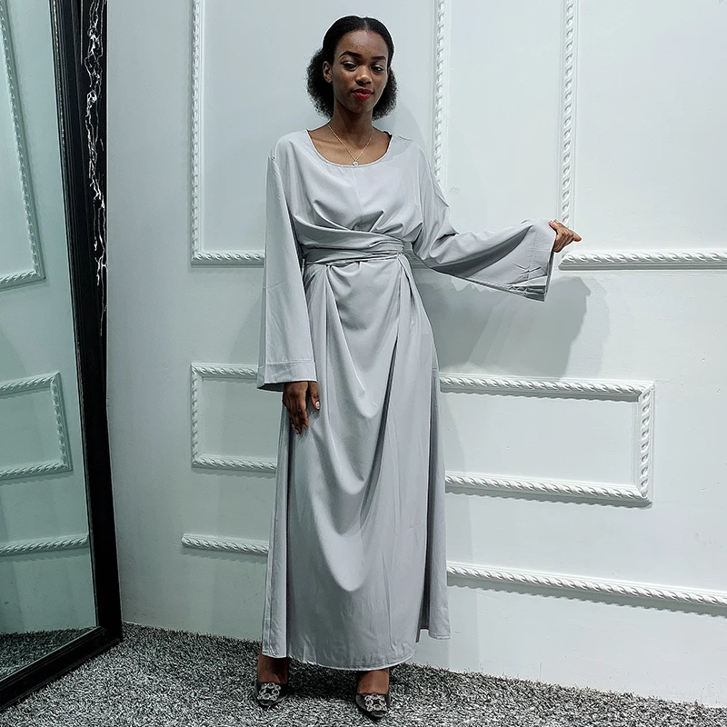 Женское платье абайя Siskakia однотонное Бандажное из двух частей для Африки