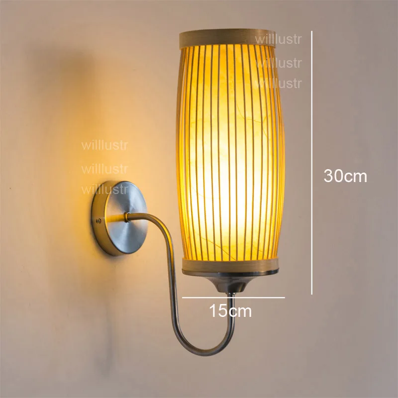 the wall sconce Бамбуковое бра ручной работы в стиле Юго-Восточной Азии, деревянная лампа для коридора, бара, фойе, прикроватная лампа, креативный фонарь, освещение - Цвет абажура: the wall sconce