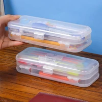 2layer pp plastic transparent pencil case double layer multifunction pen stationery box kids large capacity storage organizer