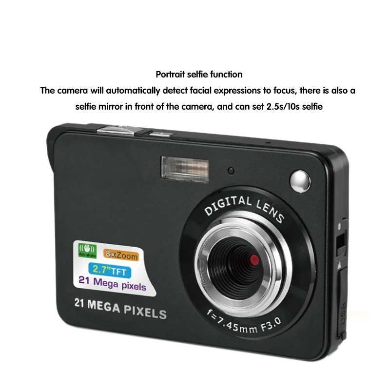 

Digital Camera 21-Megapixel High-Definition Camera 720P Photo and Video One Machine Home Camera 2.7-Inch TFT LCD Display