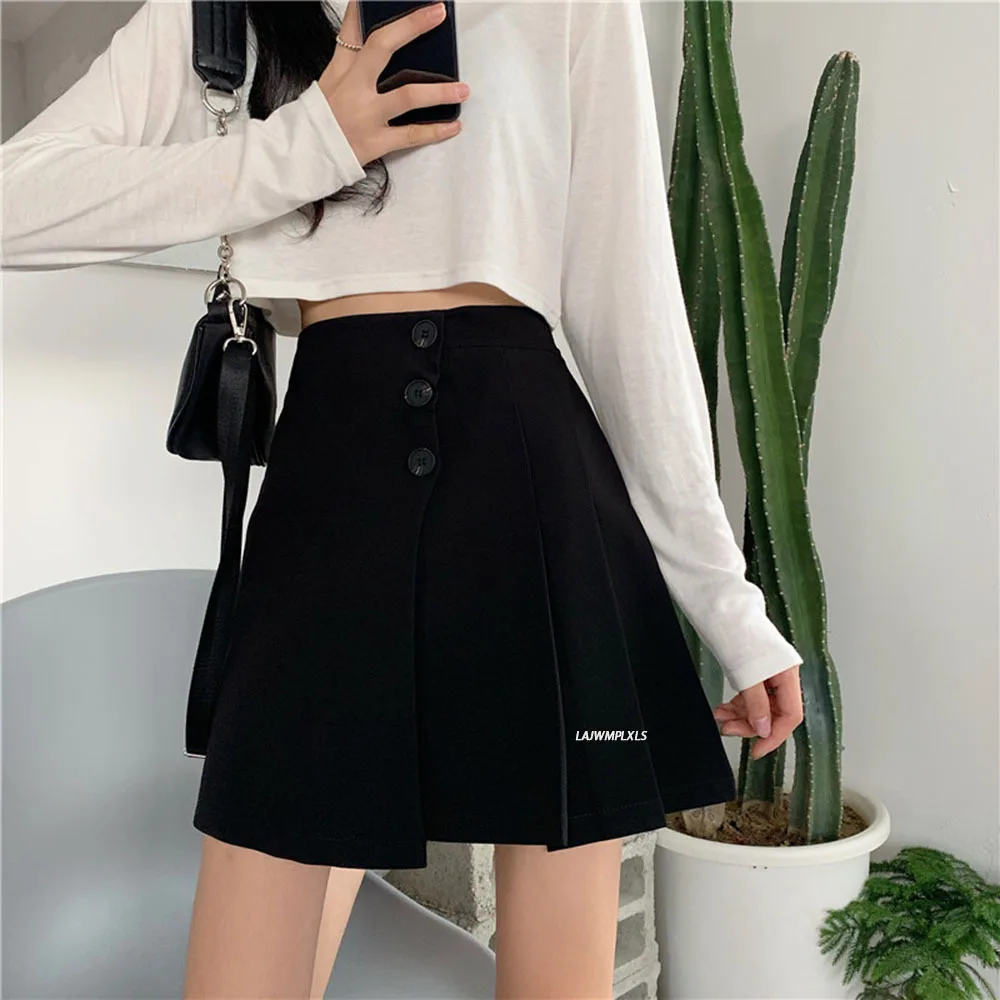 

2021 Spring Summer Women Mini Skirt Preppy Style Irregular High Waist Pleated Skirt Vintage Lady Short Skirts Bottom