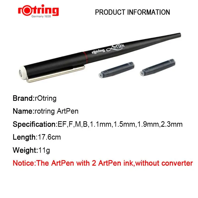 

rotring Art Pen sketch Pen professional drawing pen EF/ F/M/ B/1.1mm/1.5mm/1.9mm/2.3mm 1 Piece