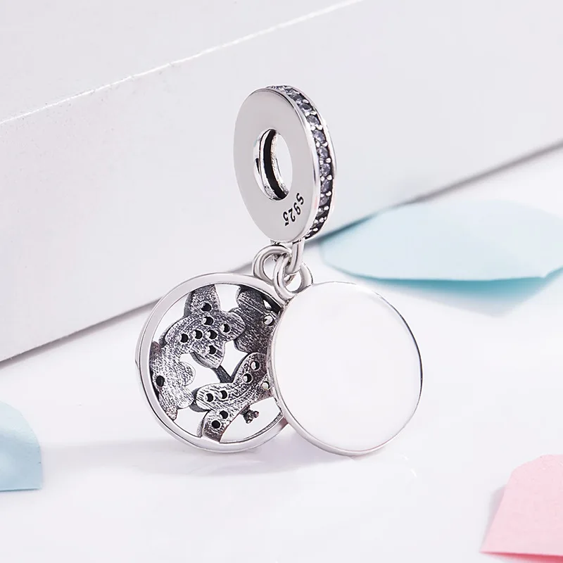 

100% 925 Sterling Silver Charm Pink Enamel Butterfly Dragonfly Pendant Fit Pandora Women Bracelet & Necklace Diy Jewelry