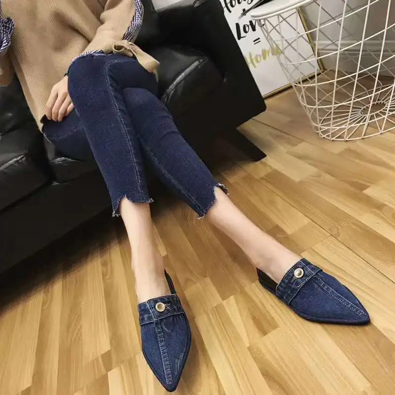 Wellwalk/женские лоферы; джинсовые женские мокасины; женские балетки на плоской подошве; женская обувь с острым носком; женские балетки на плоской подошве без застежки