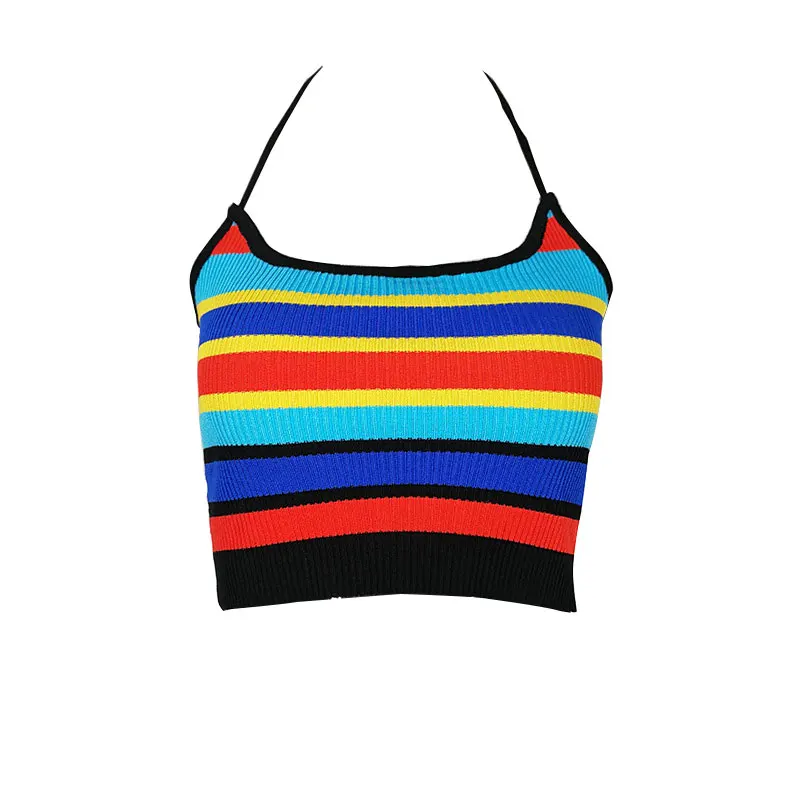Сексуальные укороченные топы женский топ в полоску майка Женские Повседневные