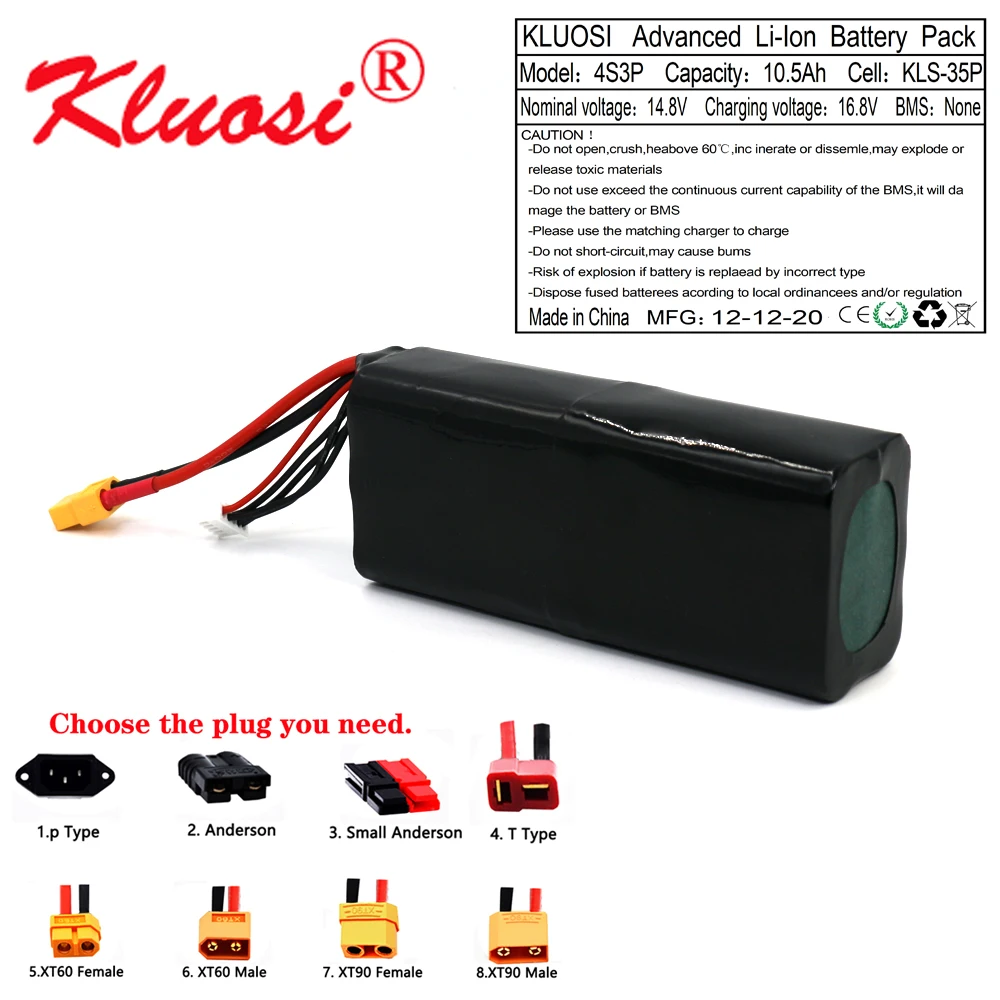 KLUOSI 16 8 V ионно литиевая Батарея 14 10.5Ah 10Ah 4S3P высокое Ёмкость Бла (беспилотный