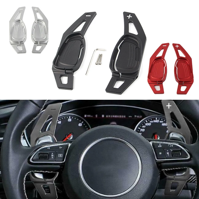 

For Audi A5 S5 S3 S6 SQ5 RS3 RS6 RS7 Car styling Aluminum Car Steering Wheel Shift Paddle Shifter Gear Extention Red Black 2Pcs