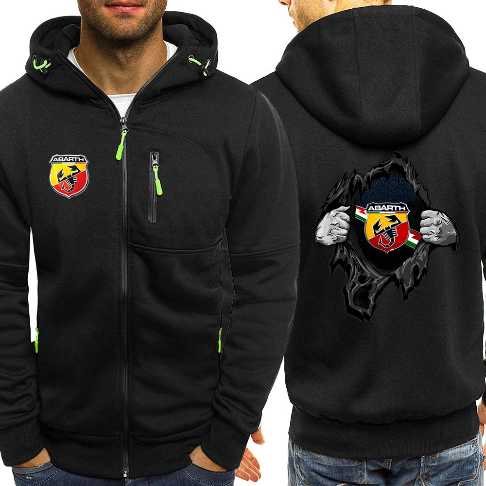 

Men's ABARTH Logo Print Custom Punk Casual Harajuku Gradient Color Hoodies Man Jacket Zipper Punk Leisure Sweatshirts